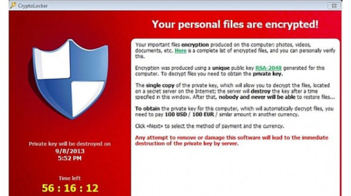 CryptoLocker ransom screen