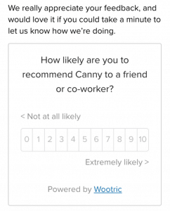 Using the net promotor score to gather customer feedback for Canny